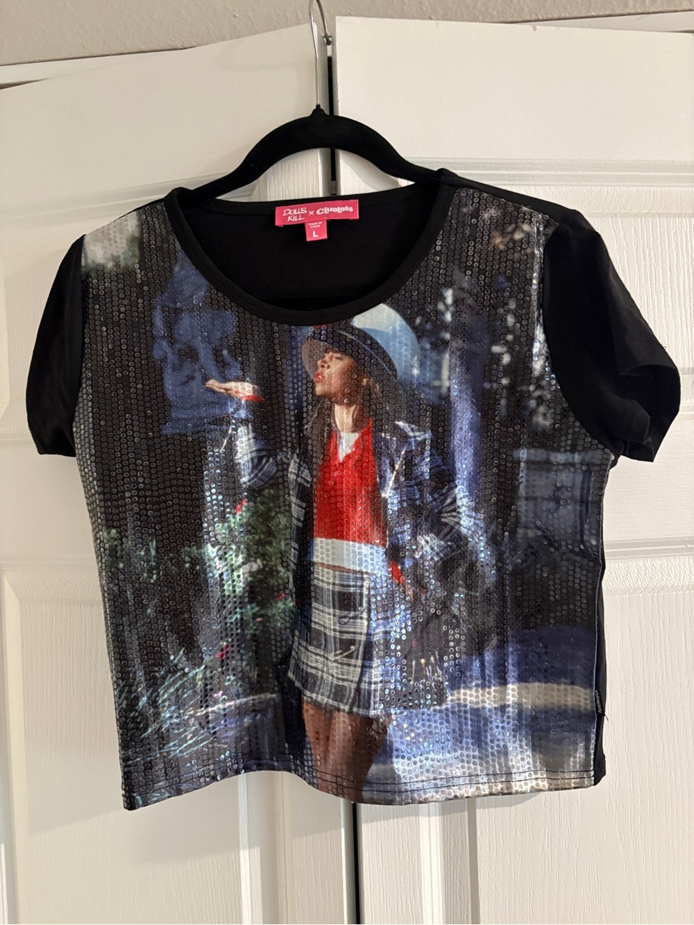 MY BEST FRIEND BABY TEE NWOT Dionne Sequins Crop top Dollskill X Clueless
